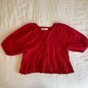 Zara Girl’s Cotton Top with Puff Sleeves